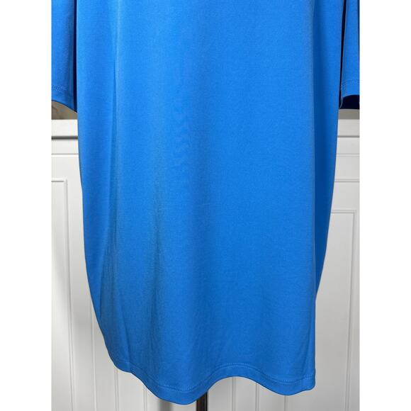 Susan Graver Liquid Knit Short Sleeve Blouse Top Solid Blue Sz 2X Casual Office - Picture 8 of 11